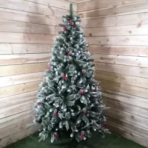 image of Premier Decorations Ltd - Premier Christmas Tree 8ft New Jersey Spruce pvc pe Bristle Festive Berries Cones