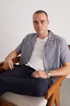 Image of Mens Denim Slim Fit Chambray Shirt