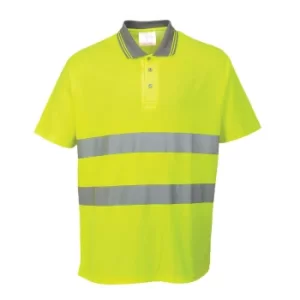 Image of Portwest Mens Class 2 Hi Vis Cotton Comfort Polo Shirt Yellow 3XL