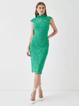 image of COAST Lace Applique Pencil Dress - Green, Size 10, Women