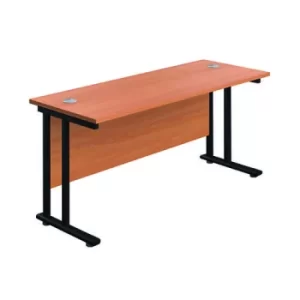 Image of Jemini Rectangular Double Upright Cantilever Desk 1200x600x730mm Beech/Black KF822936