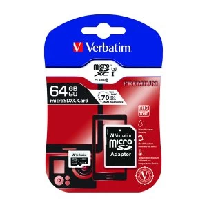 Image of Verbatim Premium 64GB MicroSDXC Memory Card