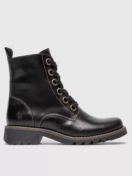 Image of Fly London Fly Ragi Lace Up Ankle Boots - Black, Size 6, Women