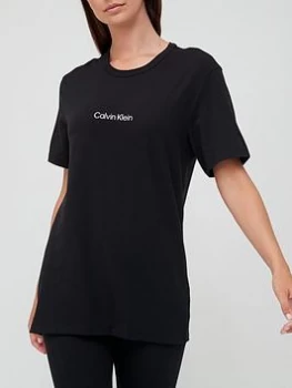 Image of Calvin Klein Branded Crew Neck Lounge T-Shirt - Black Size M Women