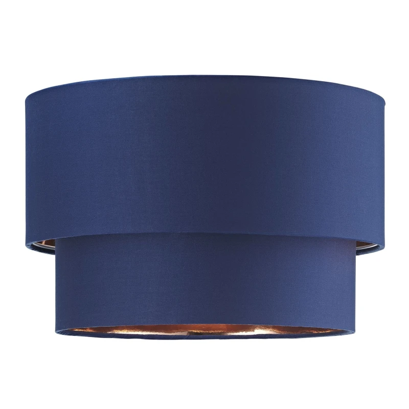 Image of Happy Homewares Modern Cotton Fabric Double Tier Ceiling Shade with Shiny Inner in Midnight Size: 16" Midnight Unisex 16"