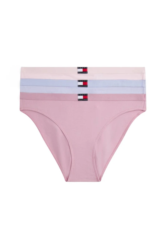 Image of Tommy Hilfiger Womens Heritage Packs 3 Pack Bikini Lilac/Orchid/Pink Size: XS Multicolor Female XS