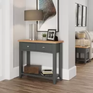 Image of Grasmere Two Tone Oak & Grey Console Table With Low Shelf