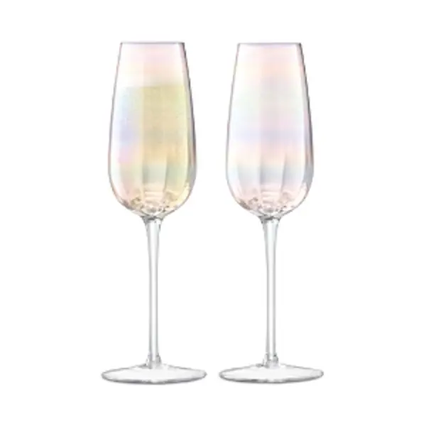 Image of Lsa Iridescent Champagne Flutes, Set of 2