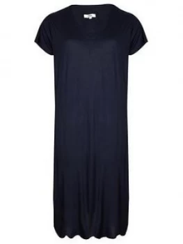 Image of Evans Flutter Sleeve Long Nightdress - Navy, Size 26-28, Women