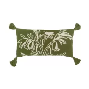 image of Joules Springtime Bluebell Cushion 60cm x 30cm, Green