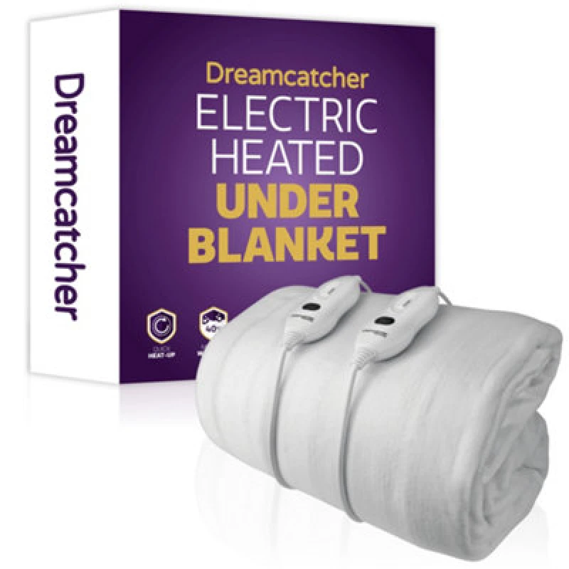 Image of Dreamcatcher Double Size Electric Blanket Dual Control Heated Fitted Underblanket 193 X 137Cm 3 Heat Settings, Machine Washable