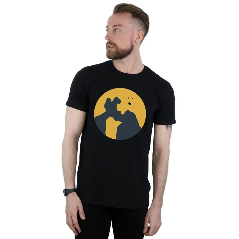 Image of Disney Men Lady And The Tramp Moonlight Kiss T-Shirt in Black Size: Small Black S Male 5059400508499