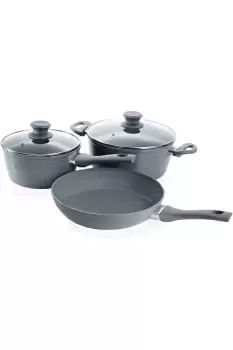 5 Pcs Non Stick Forged Ceramic Kitchen Cookware Frying Pan Saucepan Cooking Stock Pot Full Pan Set with Lids - BLACK - main image