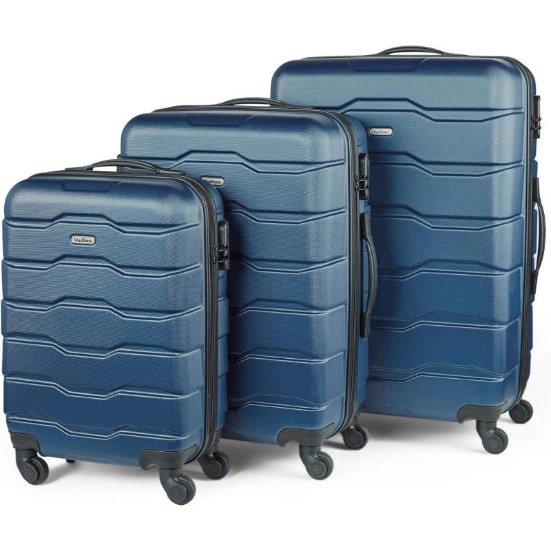 Image of VonHaus Multi Sized Set of Three Luggage Set Navy
