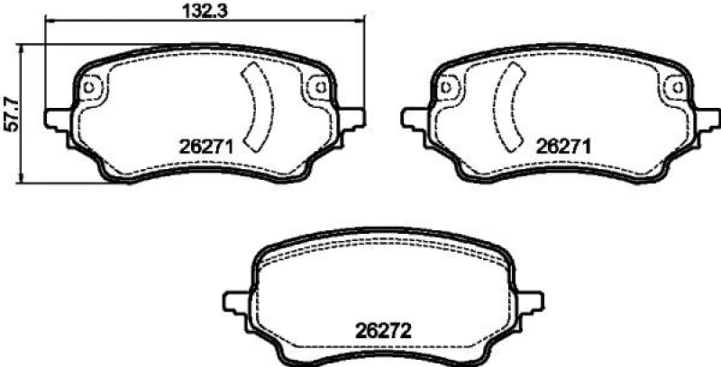 Image of HELLA Brake pad set HELLA 8DB 355 040-991