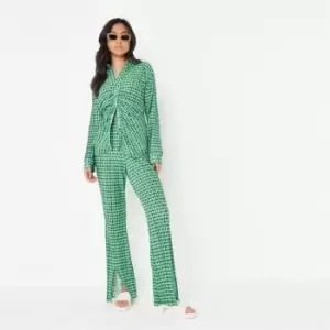 Missguided Fitted Ruched Front Shirt Plisse Geo - Green