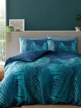 Image of Catherine Lansfield Tropical Palm Duvet Cover Set - Green