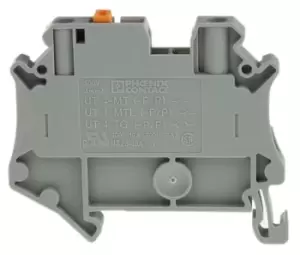 image of Phoenix Contact Ut 4-Mt Terminal Block, Din Rail, 2Pos, 4Awg