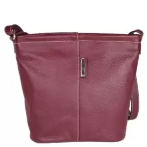 image of Womens/Ladies Erica Handbag With Metal Detail (One Size) (Burgundy) - Eastern Counties Leather