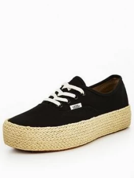 Image of Vans Authentic Platform Espadrille Black Size 4 Women