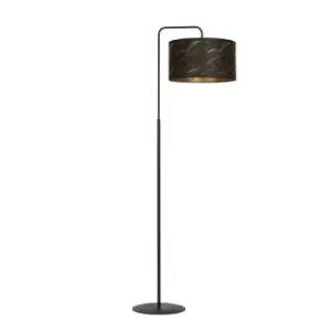 Image of Emibig Broddi Black Floor Lamp with Shade with Black Fabric Shades, 1x E27