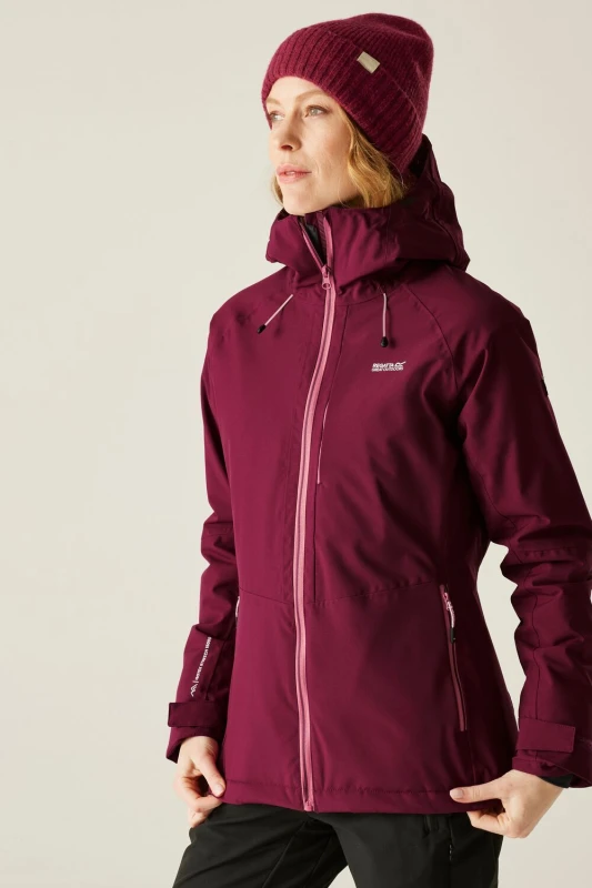 Image of Regatta Womens Highton Stretch Hooded Breathable Waterproof Insulated Jacket in Red Size: 18 Red Female 18