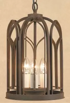 Image of Villa 3 Light Aged Iron Ceiling Hanging Lantern