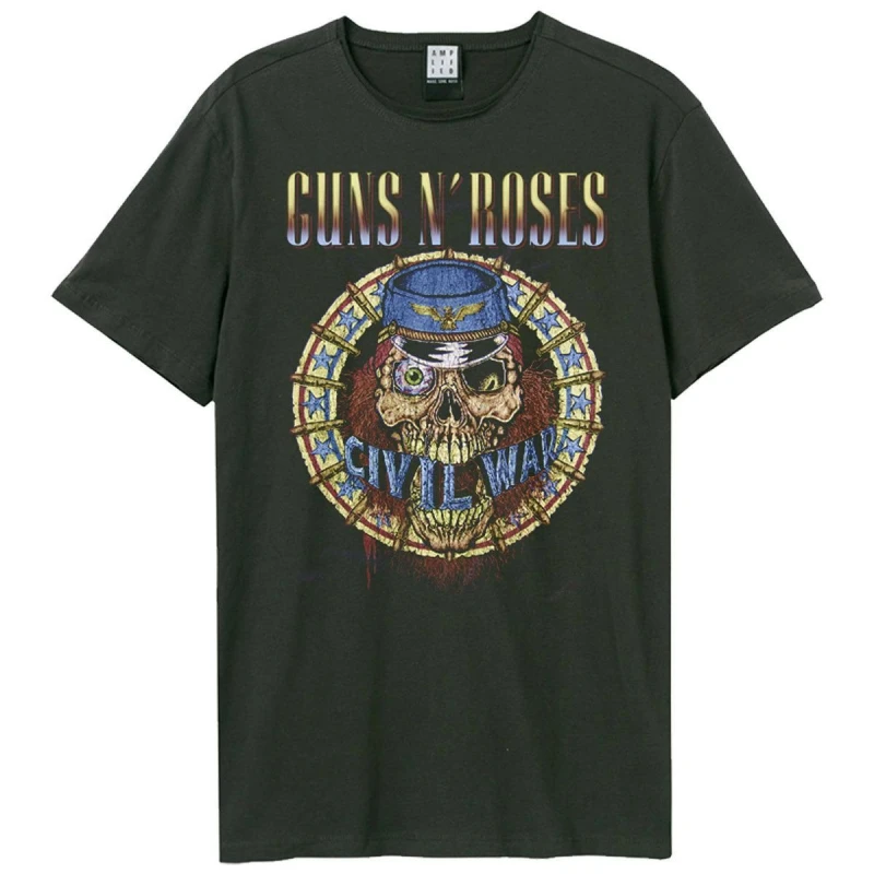 Image of Amplified Amplified Men Civil War Guns N Roses T-Shirt in Charcoal Size: Small Charcoal S Male 5063470091065