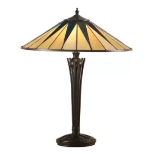 Image of Dark 2 Light Large Table Lamp Black, Tiffany Style Glass, E27