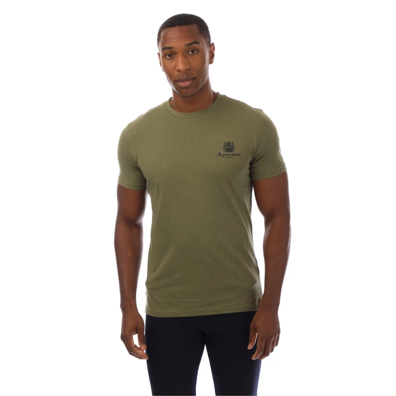 Image of Aquascutum Logo T-Shirt Green/Navy male Small
