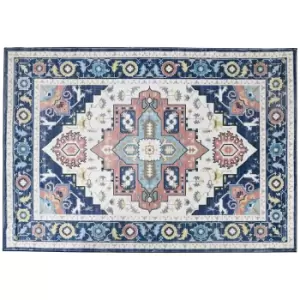 image of HOMCOM Vintage Persian Rugs, Boho Bohemian Area Rugs Large Carpet for Living Room, Bedroom, Dining Room, 160x230 cm, Blue