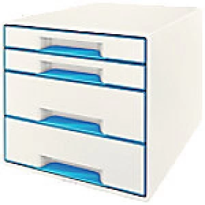 image of Leitz Desk Drawer Unit WOW Cube Plastic White, Blue 28.7 x 36.3 x 27 cm