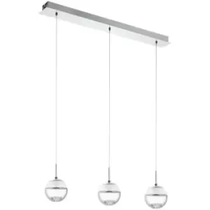 Montefio 1 - LED 3 Light Ceiling Pendant Bar Polished Chrome with Crystals - Eglo