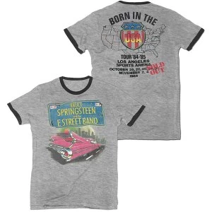 image of Bruce Springsteen - Pink Cadillac Mens X-Large T-Shirt - Heather Grey