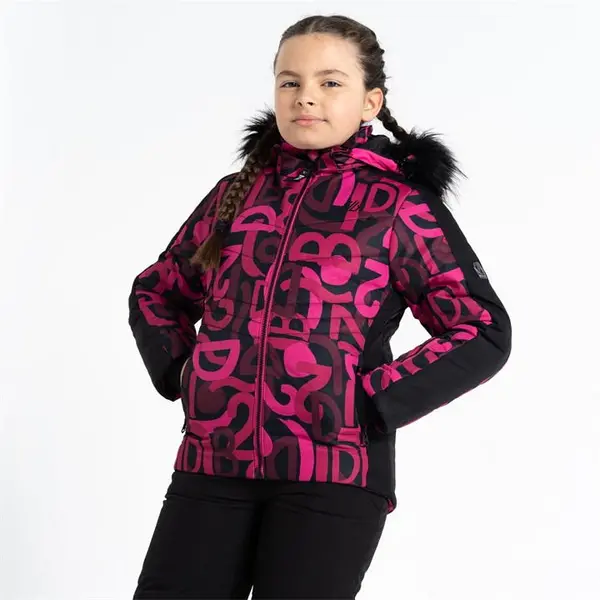 Dare 2b Ding Jacket - Pure Pink Graffiti/Black C9-C10yrs