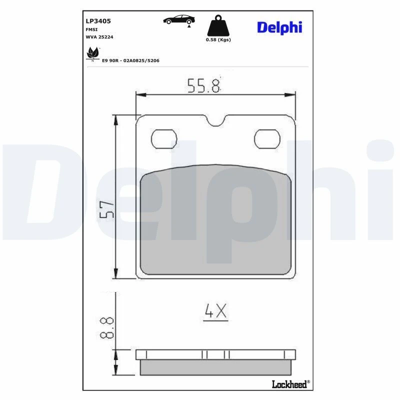 Image of DELPHI Brake pad set DELPHI LP3405