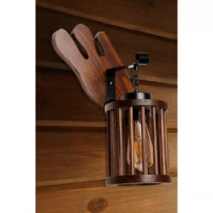 Image of Aydan ceviz ah?ap kafes ba?l?kl? aplik Brown Wall Lamp