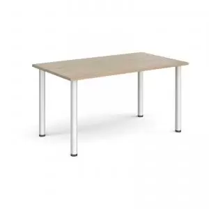 image of Rectangular silver radial leg meeting table 1400mm x 800mm - barcelona