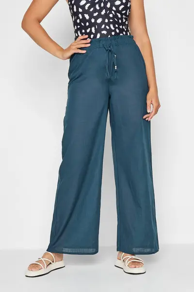 Long Tall Sally Tall Wide Leg Cotton Trousers Blue