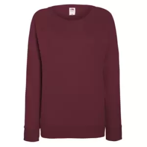 Image of Fruit OF The Loom Ladies Fitted Lightweight Raglan Sweatshirt (240 GSM) (XS) (Burgundy)