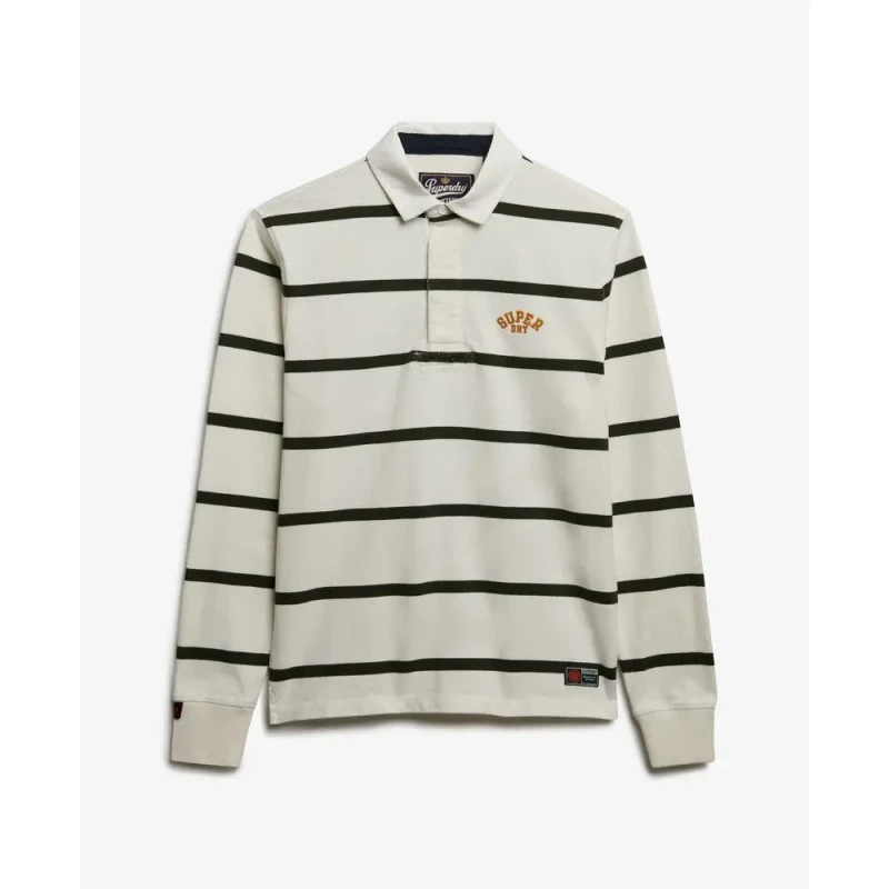 Image of Superdry Vintage Athletic Stripe Rugby Shirt, White Size M Men White WS92G Male M