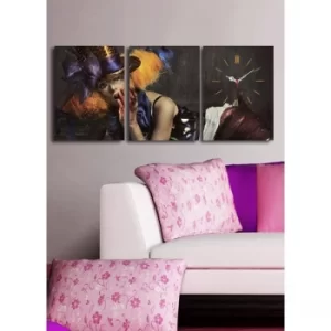 Image of 3P3040CS-60 Multicolor Decorative Canvas Wall Clock (3 Pieces)