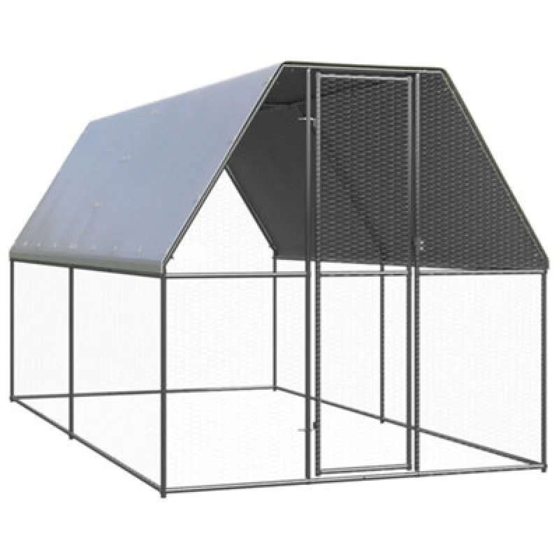 Image of VIDAXL Outdoor Chicken Cage 2x4x2 m Galvanised Steel Vidaxl 8720845682538