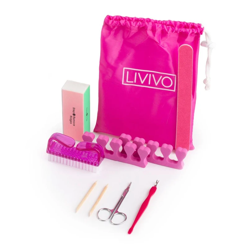 Image of LIVIVO 9 Piece Manicure and Pedicure Set for Natural and Acrylic Nails Pink unisex