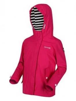 image of Regatta Girls Bibiana Striped Lined Hooded Jacket - Pink, Size 7-8 Years, Women