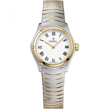 image of EBEL Womens Sport Classic 24mm White Dial Two Tone Bracelet Watch