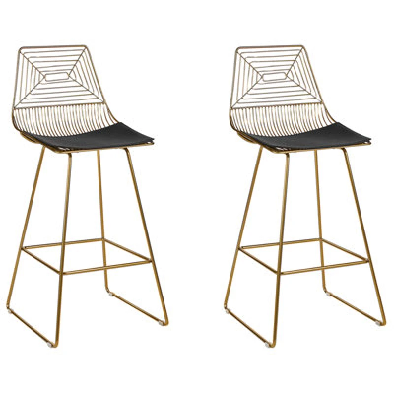 Image of Beliani Set Of 2 Bar Chairs Bisbee Metal Gold