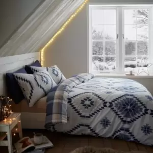 Image of Navajo Geometric Easy Care Duvet Cover Set, Blue, Single - Catherine Lansfield