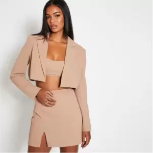 I Saw It First Textured Crop Blazer - Neutral