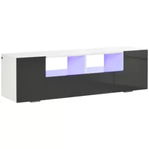 Image of HOMCOM Modern TV Stand Unit for TVs up to 60" with LED Lights, Storage Shelves and Cupboards, 137cmx35cmx42cm, Grey